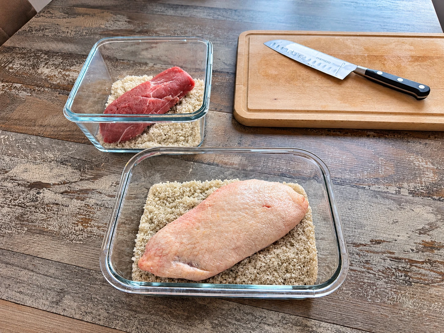Préparation rustique au sel et à la viande crue Viande crue