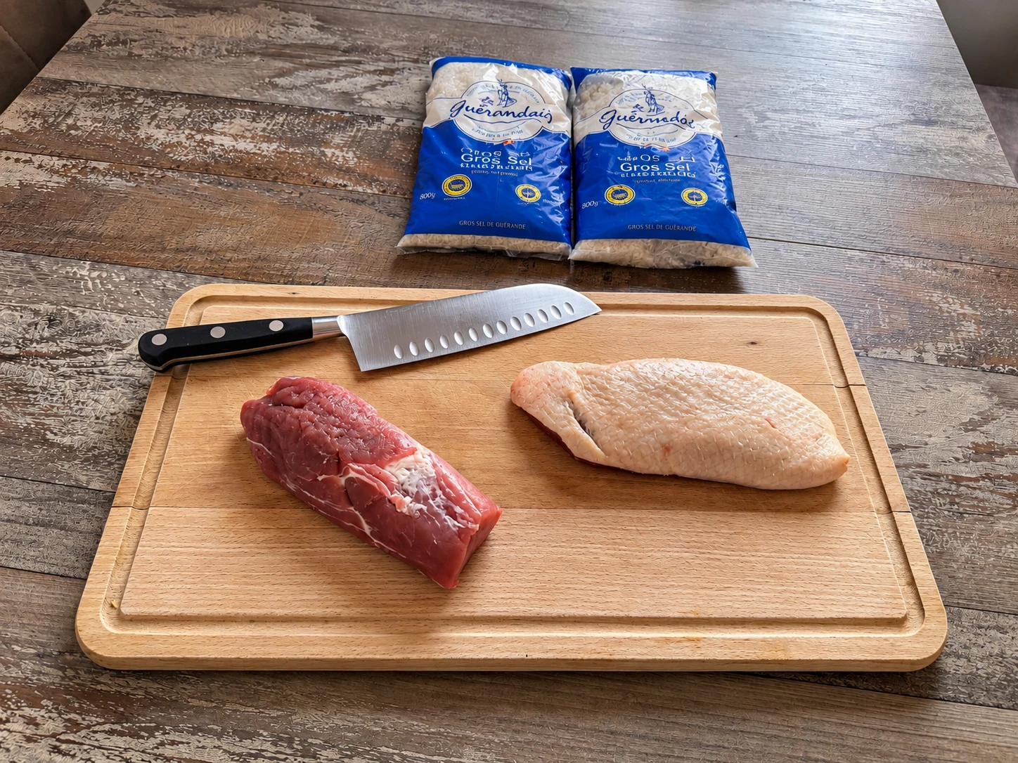 Préparation viande et sel de Guérande